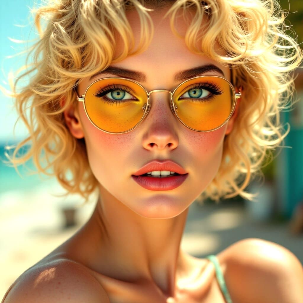 Retro Pin-Up Woman Portrait in Romanticism Style