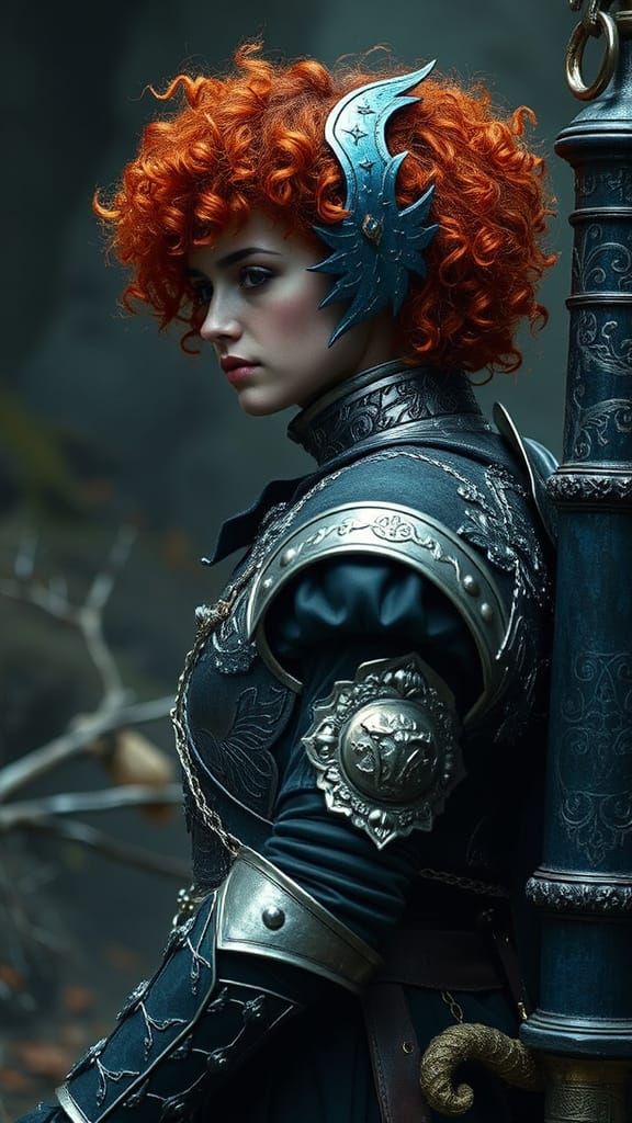 Blue Dragon Empire Warrior in Afrofuturist Neo-Gothic Style