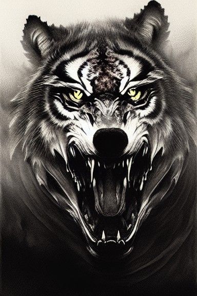 Sinister Hybrid Creature Portrait in Charcoal Style