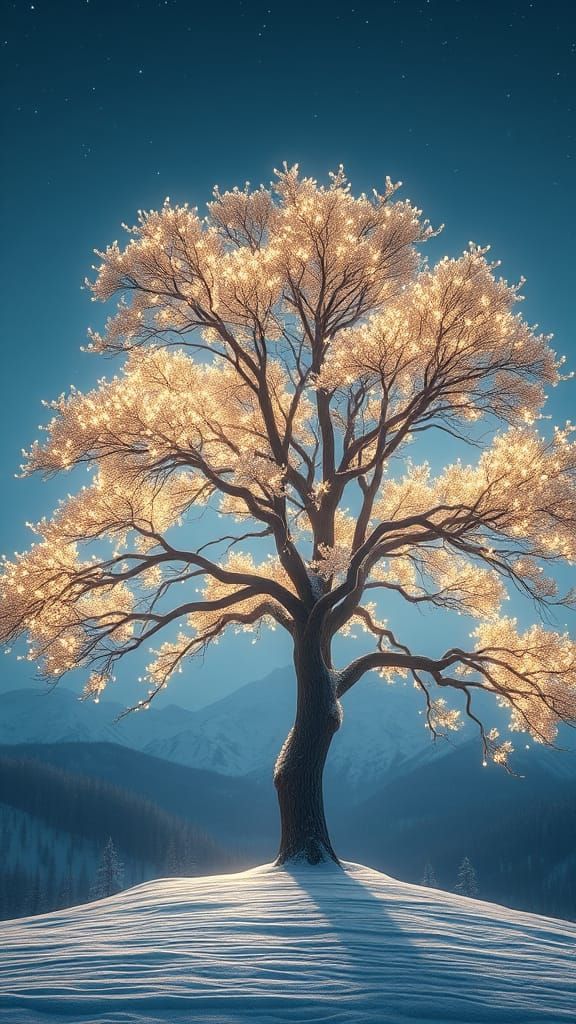 Radiant Code Oak Tree in Digital Art Style