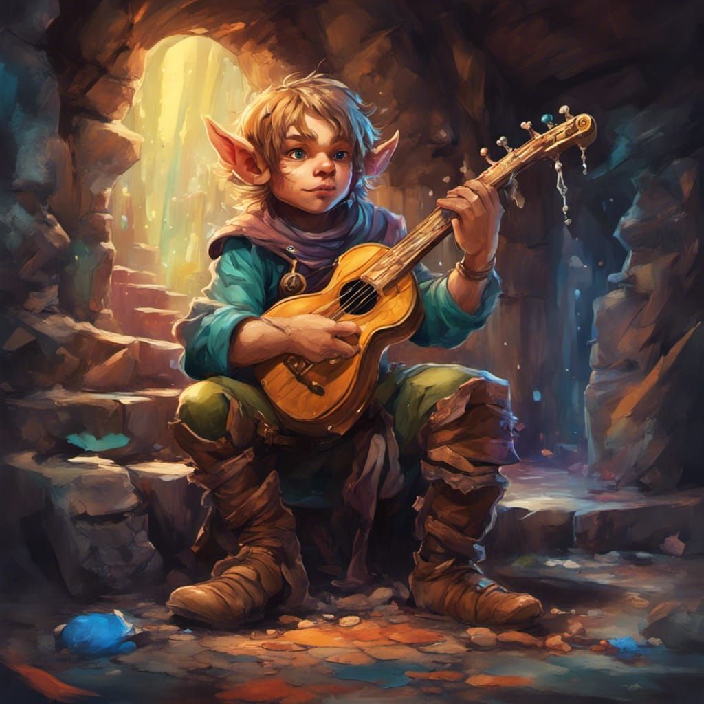 Halfling Bard in D&D Setting: Graffiti Art