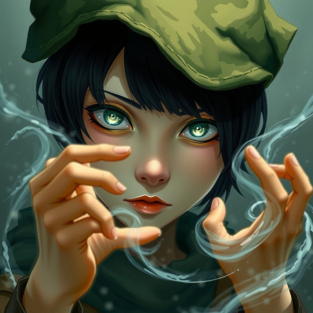 Toph Earthbending Close-up in Whimsical Style