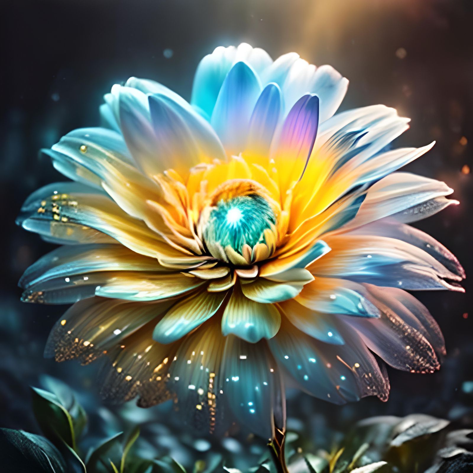 Crystallized Yellow Rose in Mystic Light