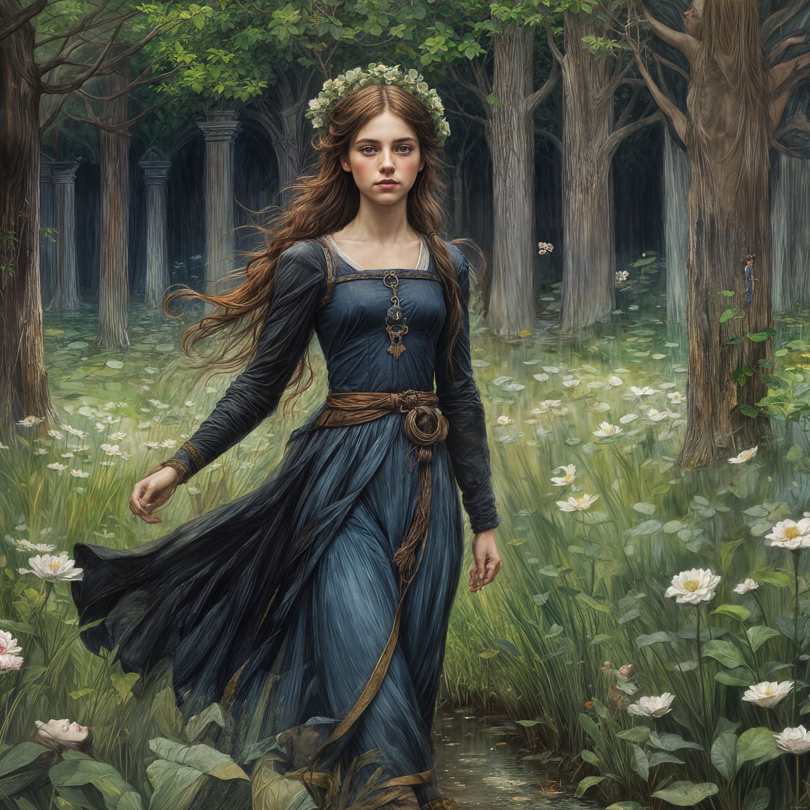 Woman in Waterhouse Style, Digital Art