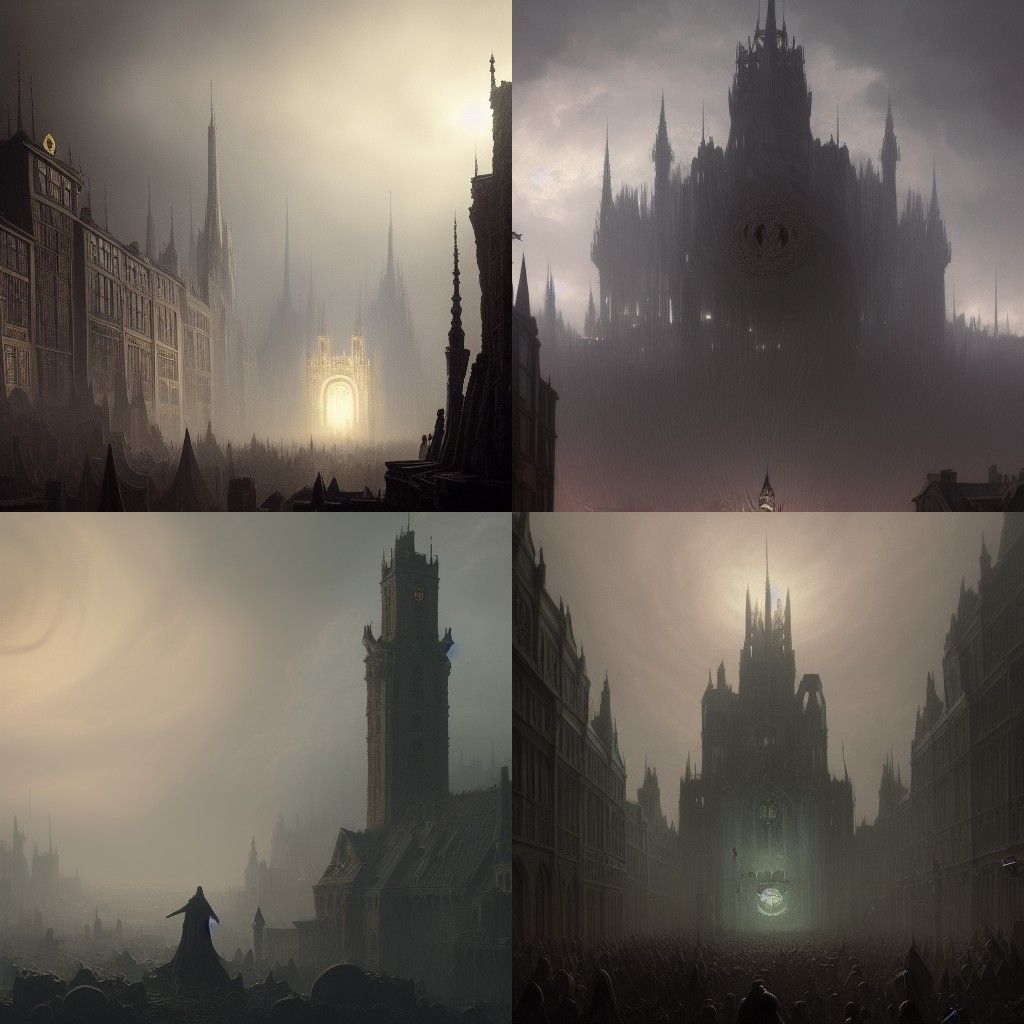 Cthulhu Looms Over Medieval City: Digital Illustration