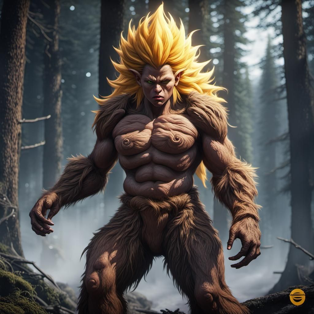 Female Sasquatch Super Saiyan big breat