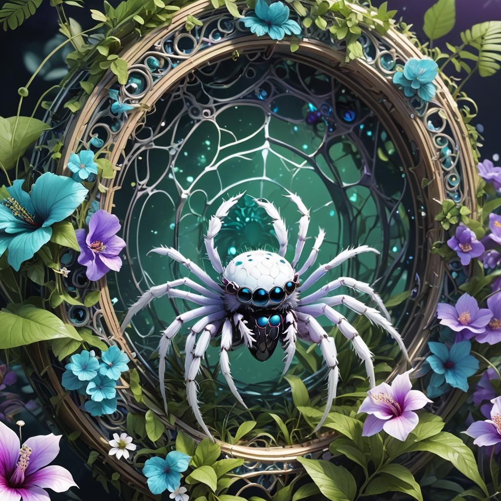 Holographic Jumping Spider in Ornate Jungle Portal
