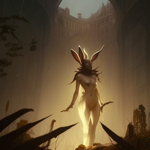 Hyperdetailed Bunny in Dark Fantasy Style