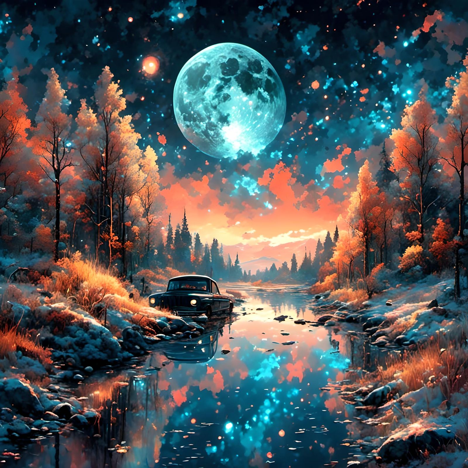 Iridescent Mystical Landscape in CGI Style