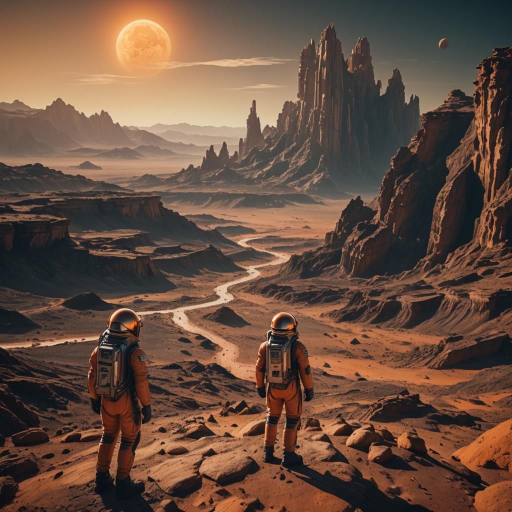 Astronaut on Alien Planet: Cinematic Film Still