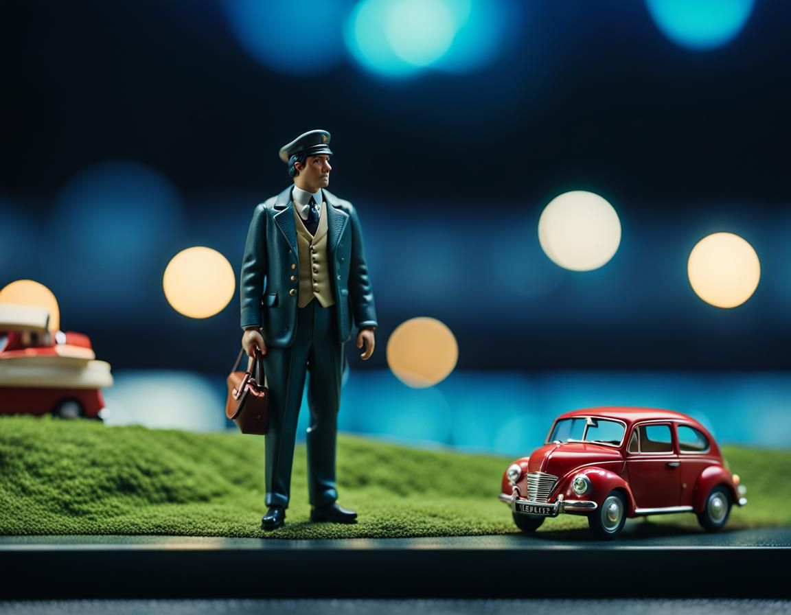 Modern Gulliver in Lilliput: Cinematic 35mm Photo