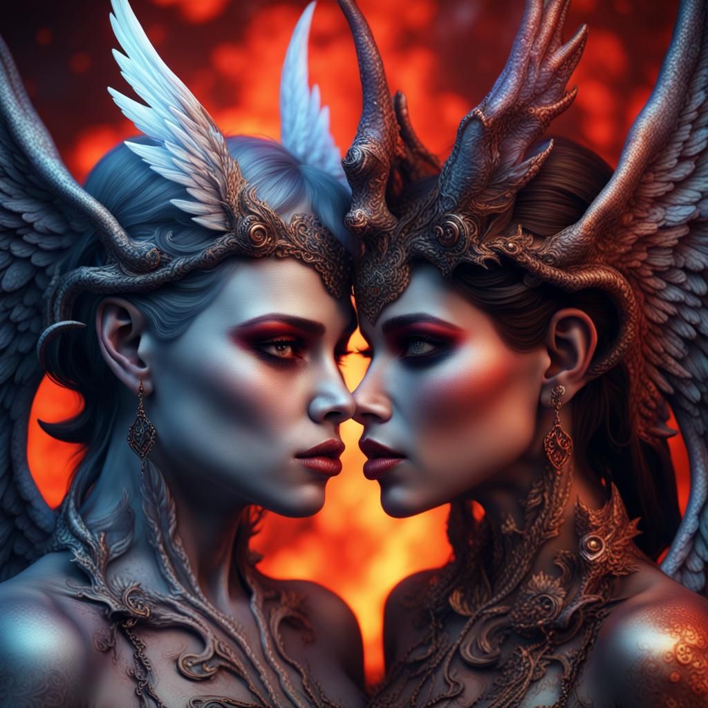 Angelic Demon Kiss with 90's Aesthetic