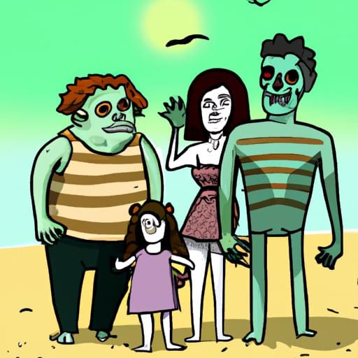Zombie Family Vacationing at the Beach