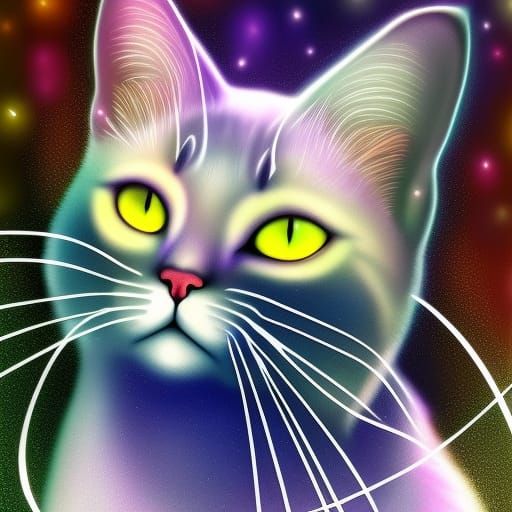 Elegant Iridescent Cat with Dynamic Lighting