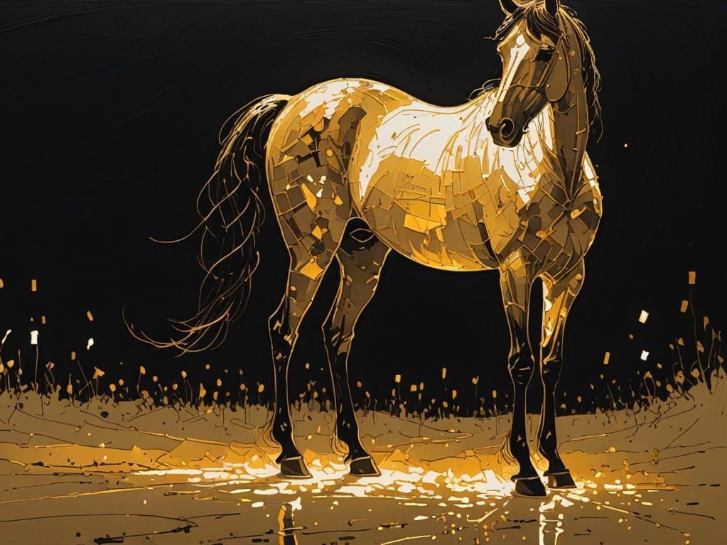 Elegant Horse Silhouette in Warm Candlelight