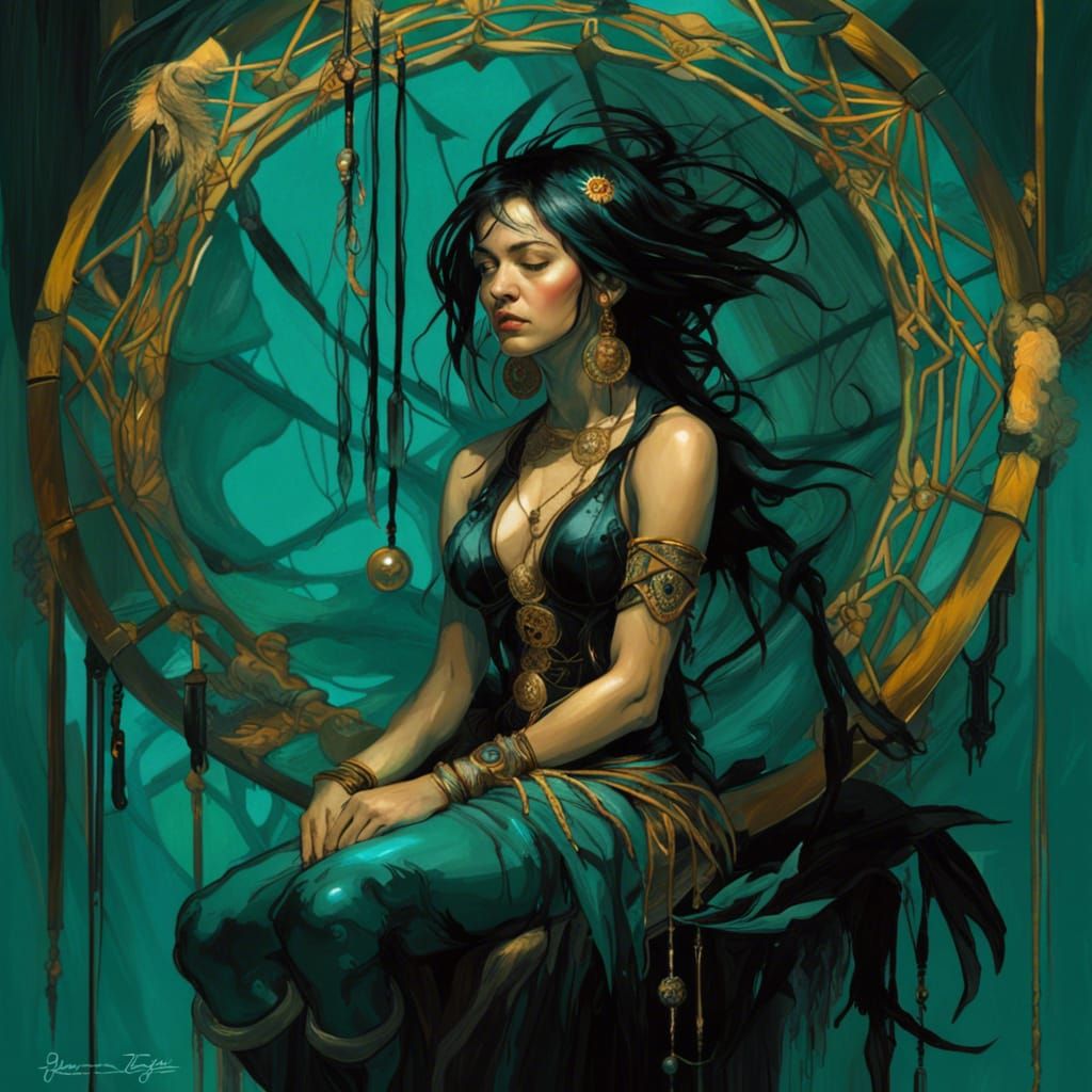 Dream Catcher Woman: Detailed Digital Fantasy Art