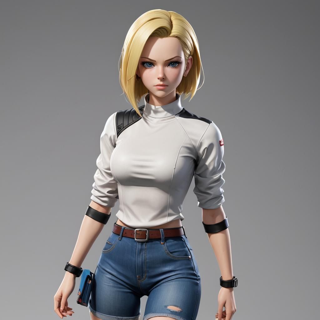 Android 18: Detailed 3D Anime Art