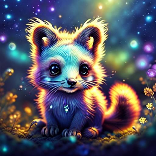 Fantasy Squirrel in Lace Dress, Watercolor Style