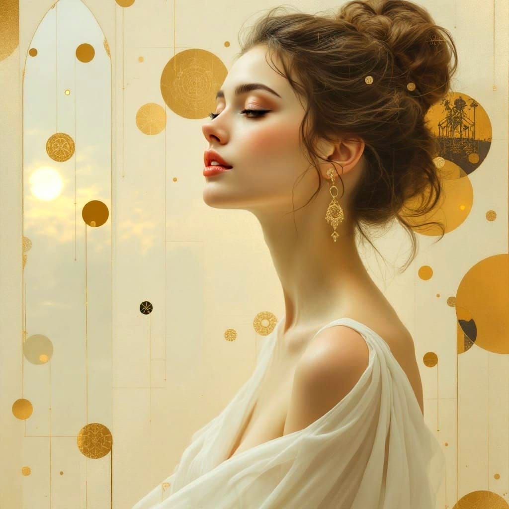 Ethereal Goddess in Cream and Gold