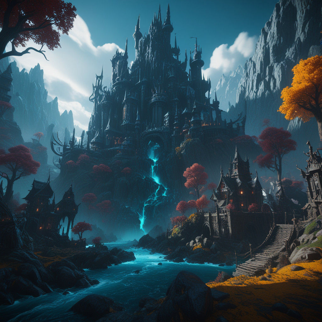 Epic Fantasy Landscape in Grimdark Aesthetic