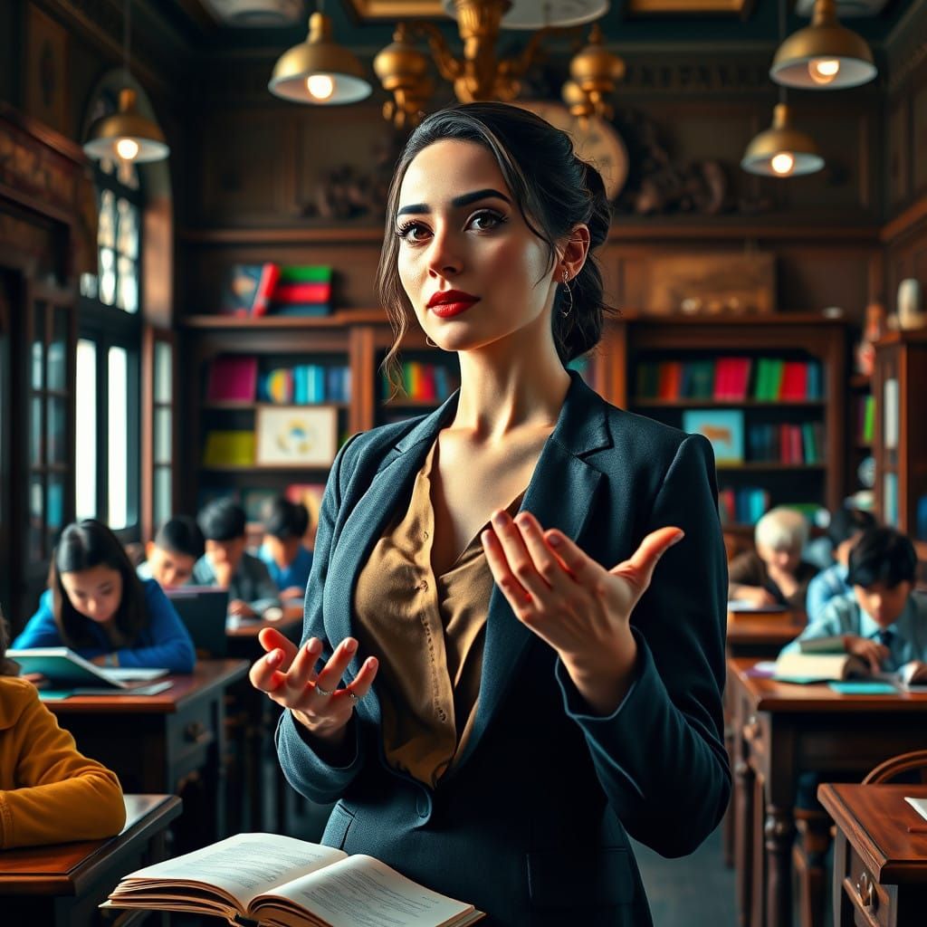 Elegant Educator Explains Complex Concept to Engaged Student...