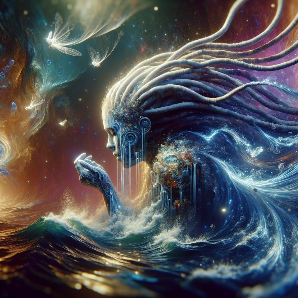Water Goddess Cries Rivers: Fantasy Concept Art