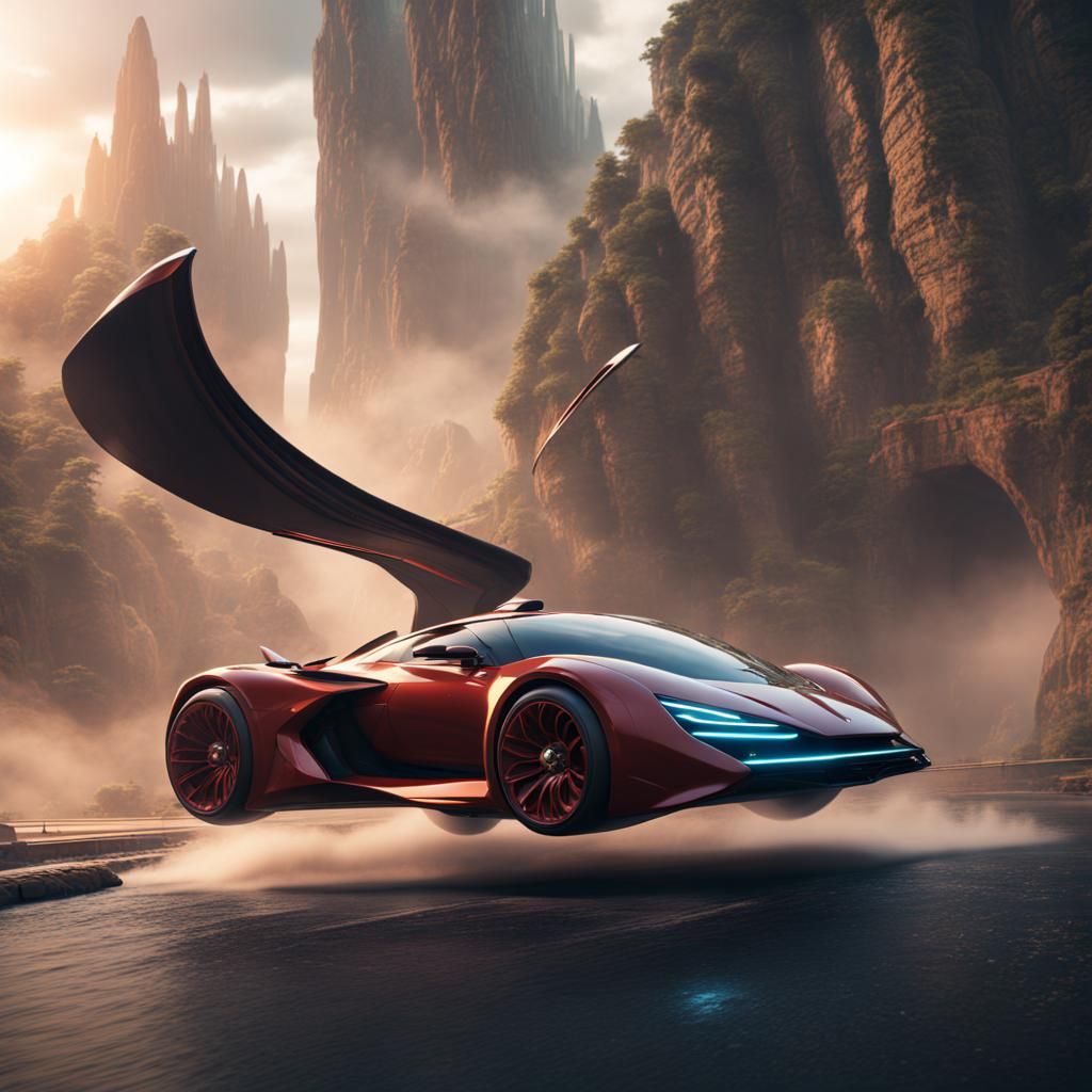 Futuristic Flying Supercar Concept Art
