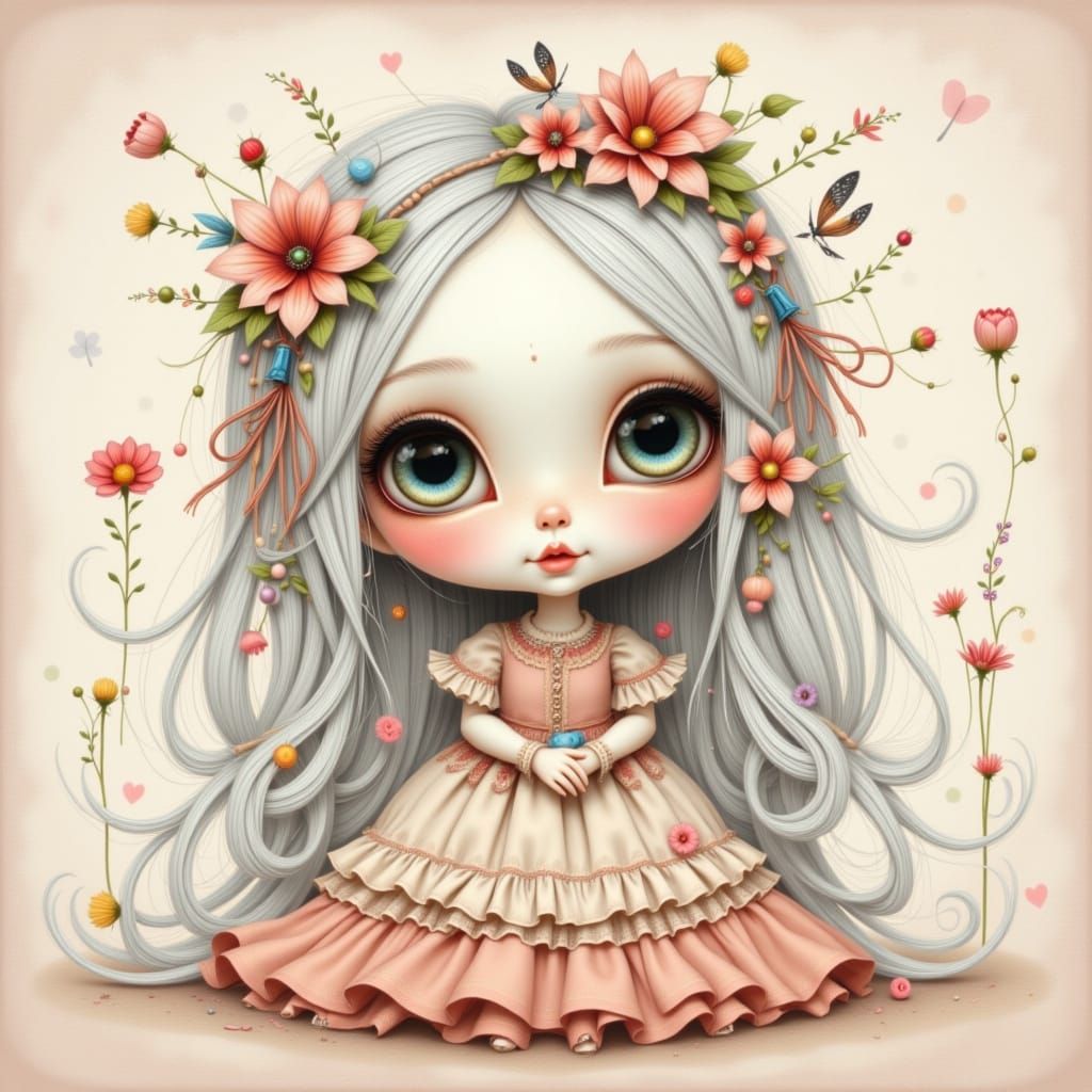 Adorable Whimsical Character in Pastel Colors