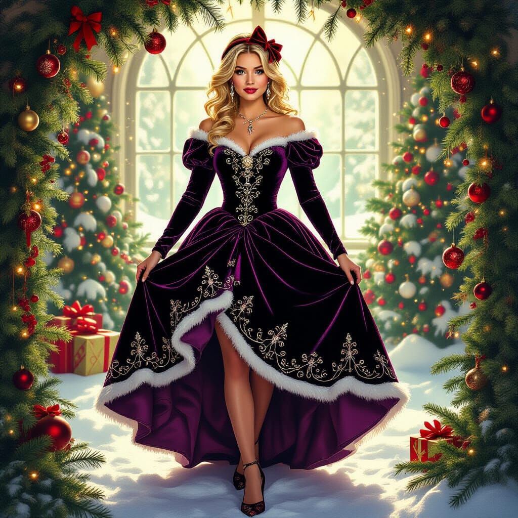 Sabrina Spellman in Velvet Christmas Dress