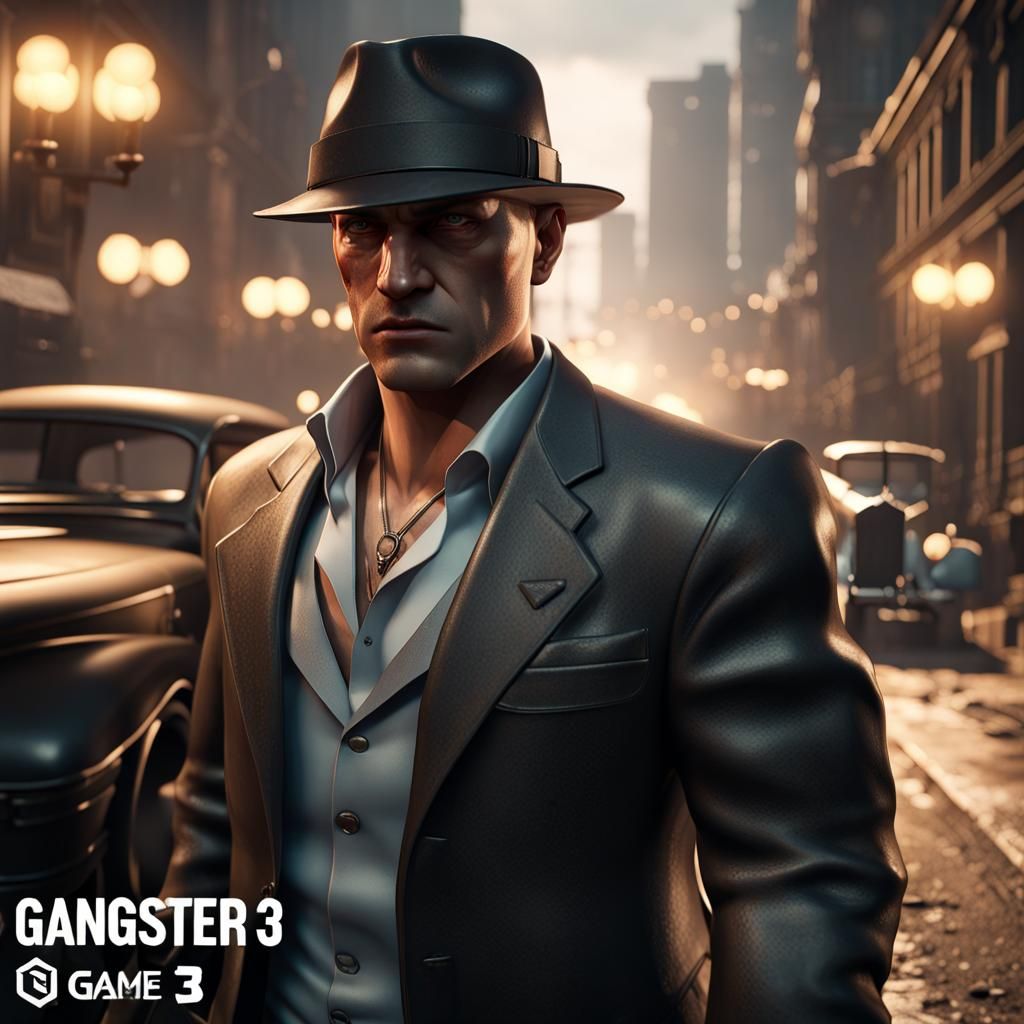 Gangster in 3D Game Cinematic Style