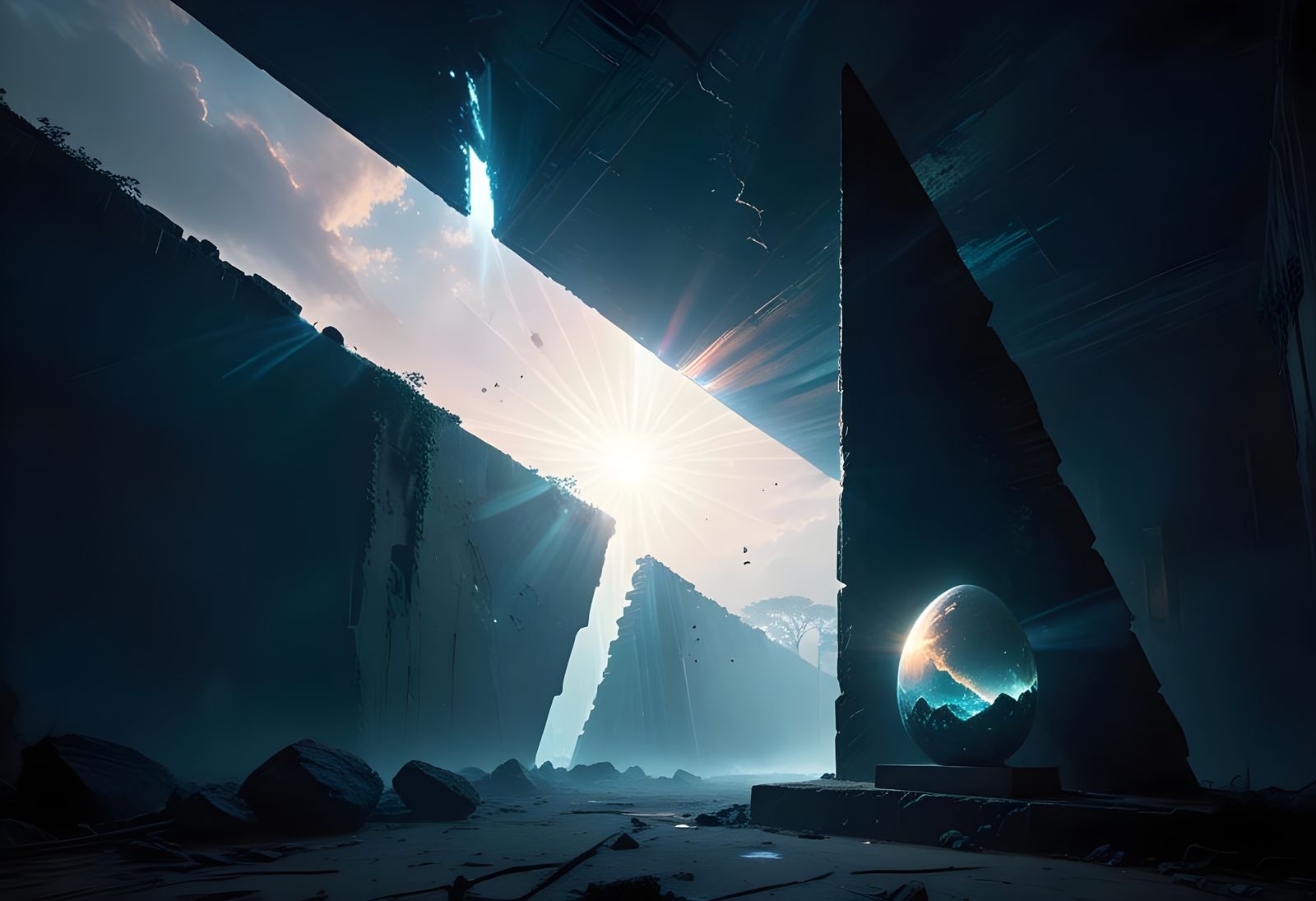 Obsidian Egg Reveals Universe in Ruined Temple