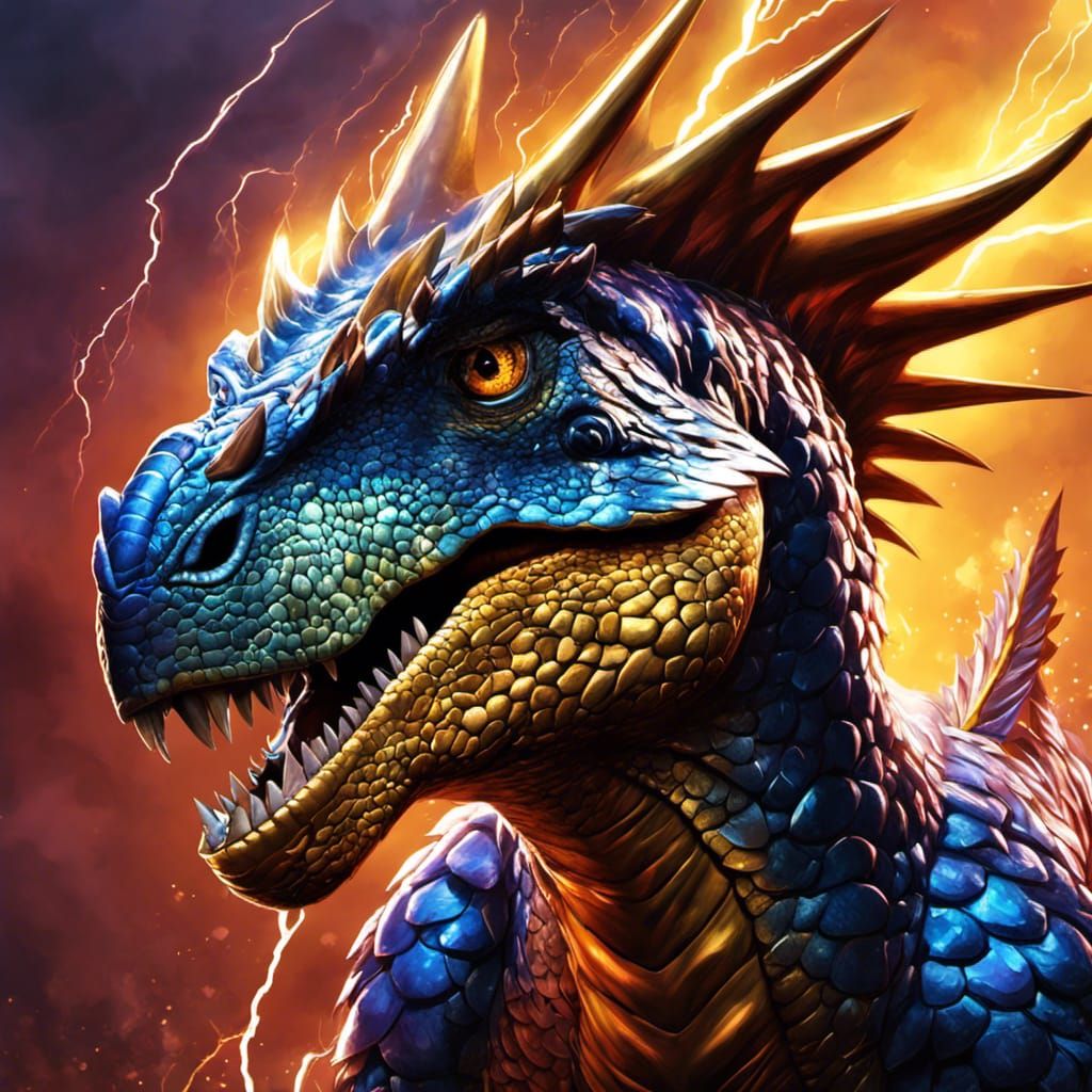 Dinothor with Lightning Eyes in Webtoon Style