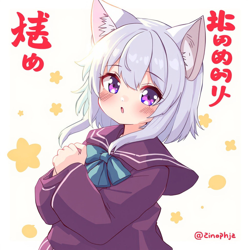 Anime Style Cat in Japanese Manga Art