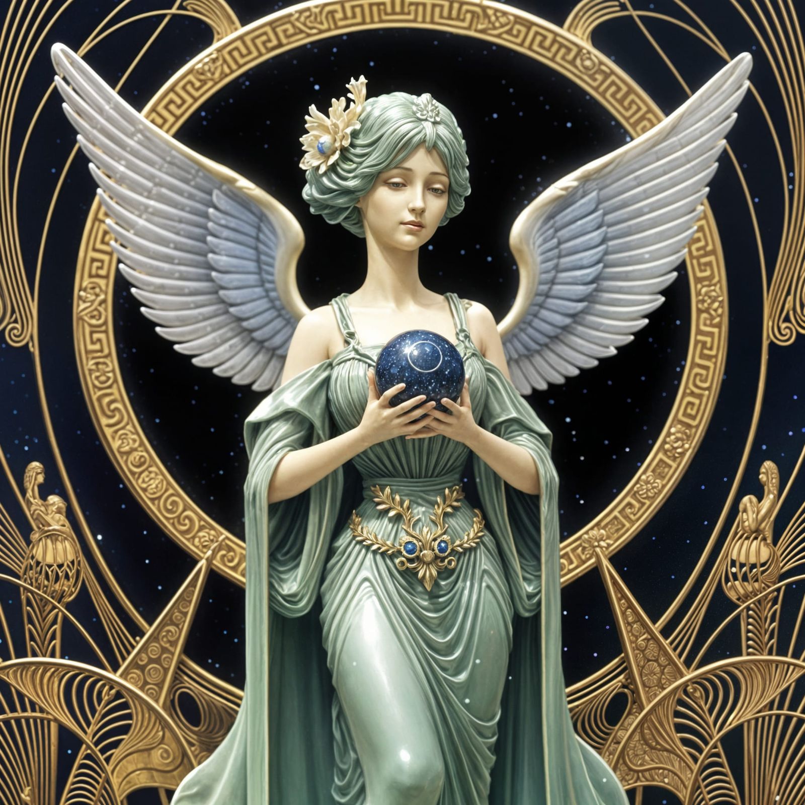 Enameled Glass Enchantress with Cosmic Orb