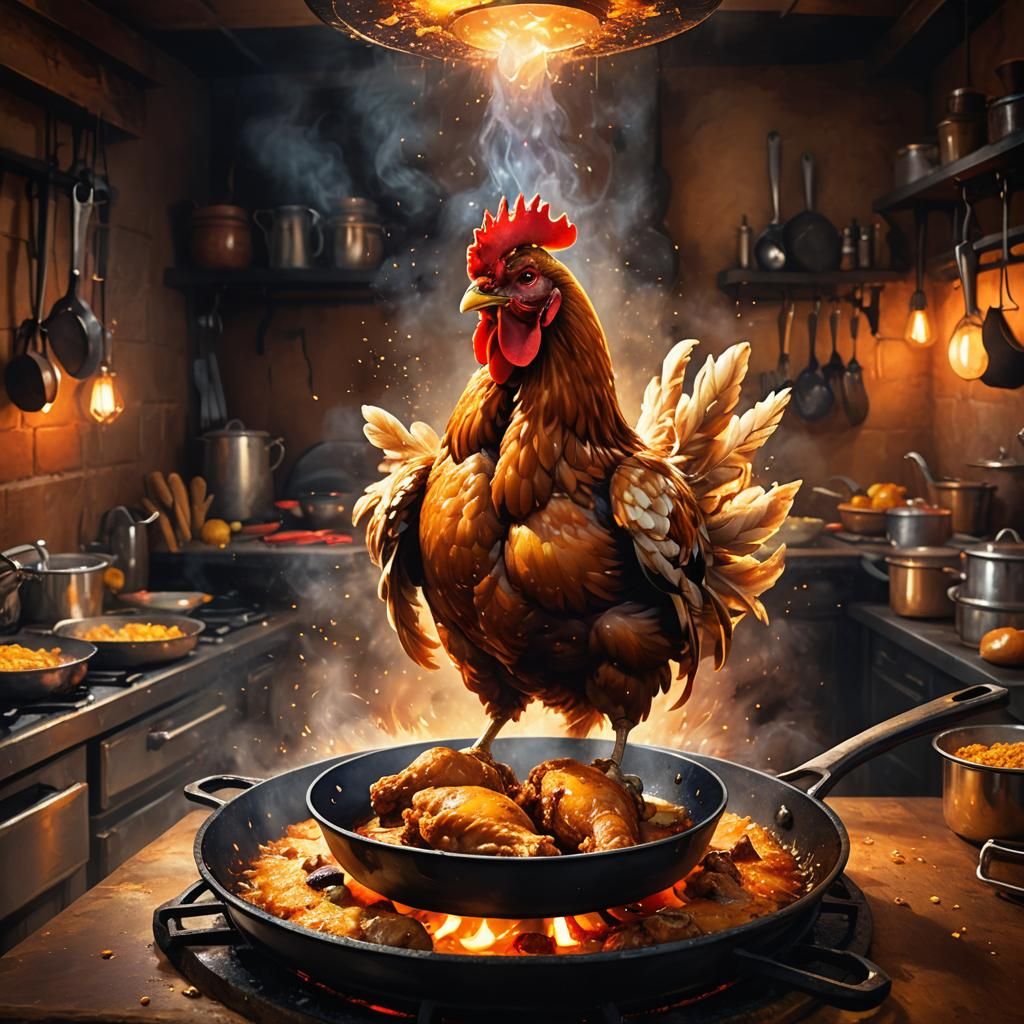 Juicy Fried Chicken: Fantasy Still Life in Oil