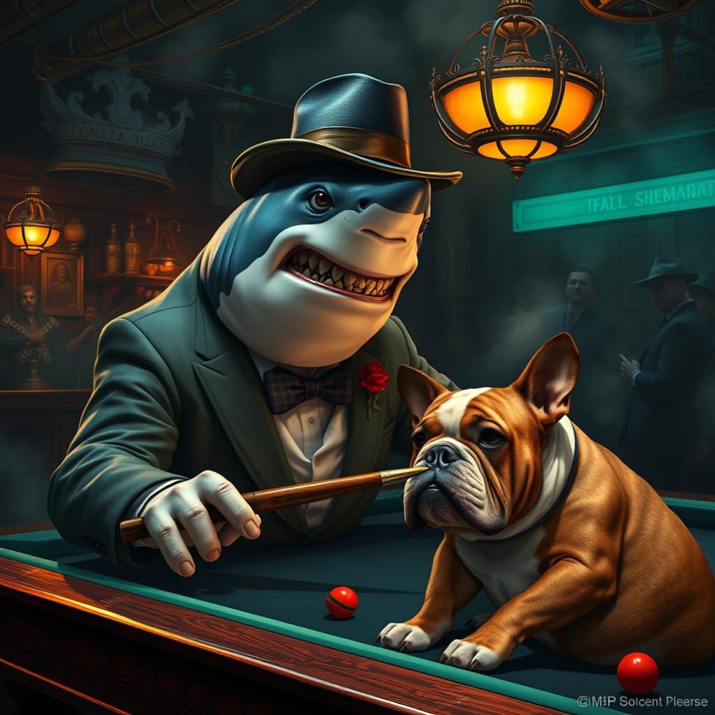 Menacing Shark Smashes Cue Stick in Smoky Underground Pool H...