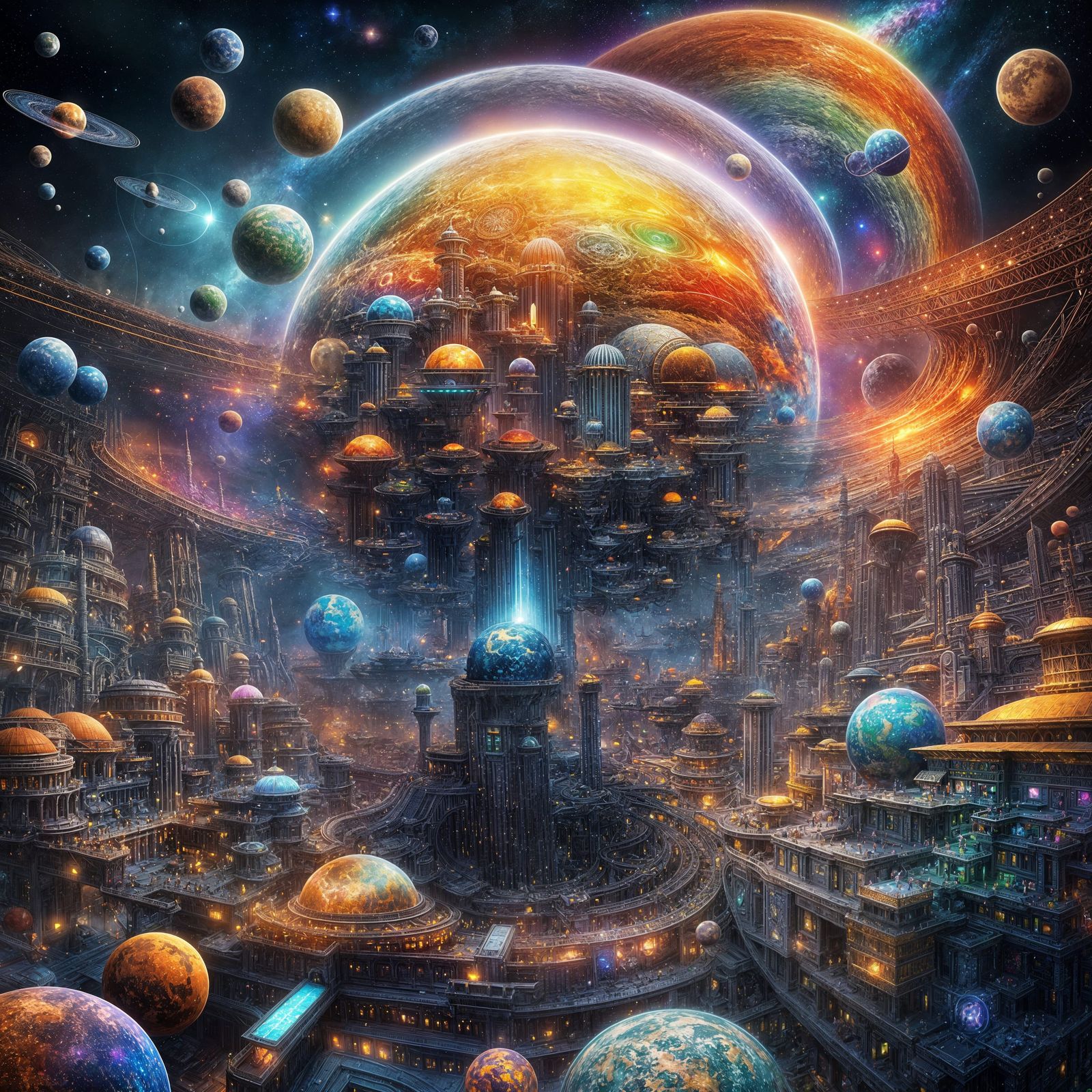 Colorful Sci-Fi Simulation: A Futuristic Cosmos