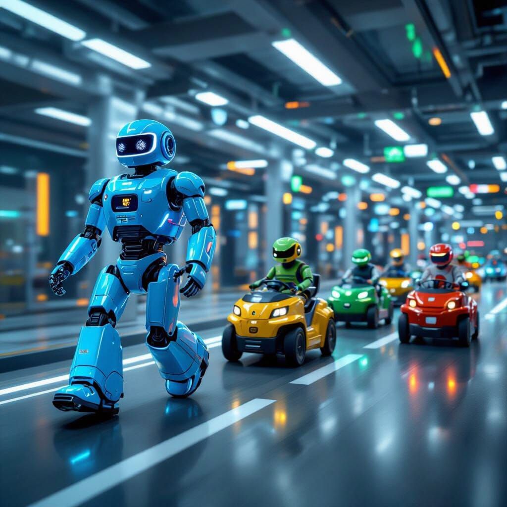 Multicolor Robot System in Motion: Photorealistic Cinematic ...