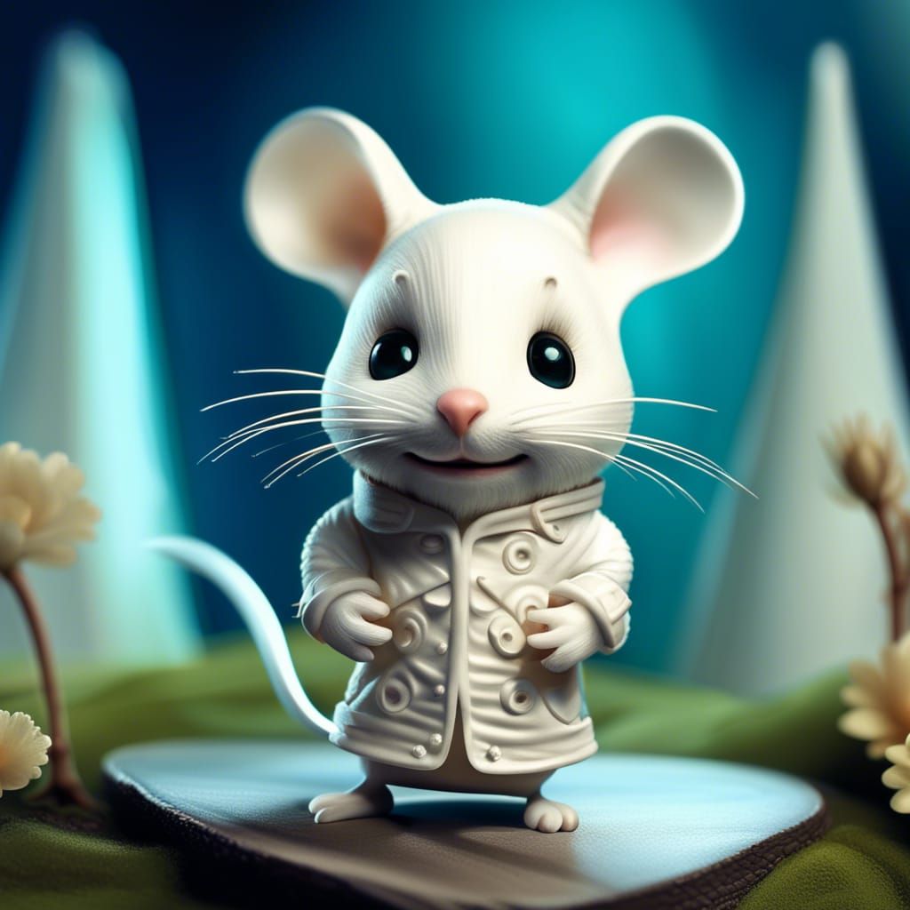 Chibi Mouse in Front of Cheese Cottage