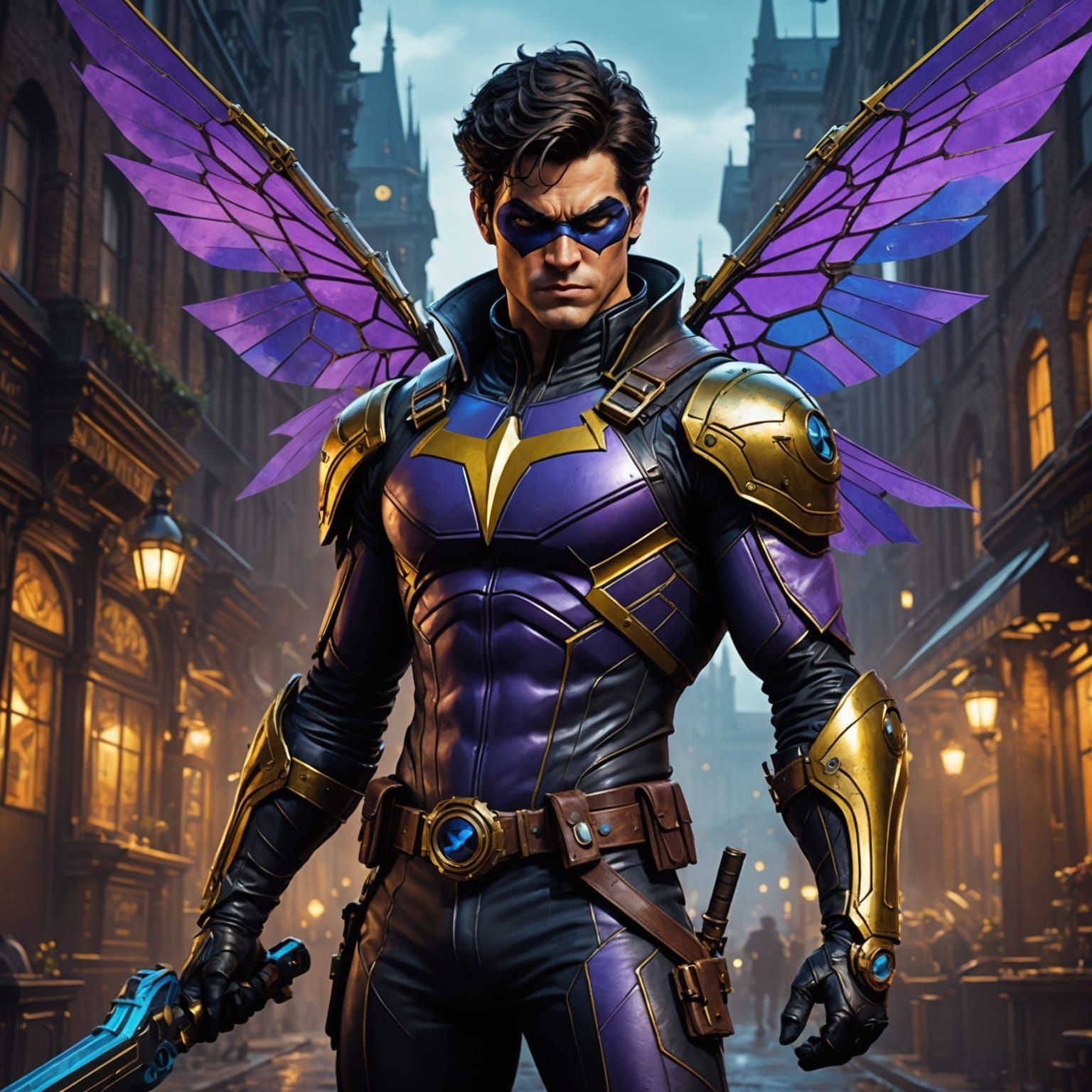 Steampunk Nightwing Concept Art in Dark Fantasy Style