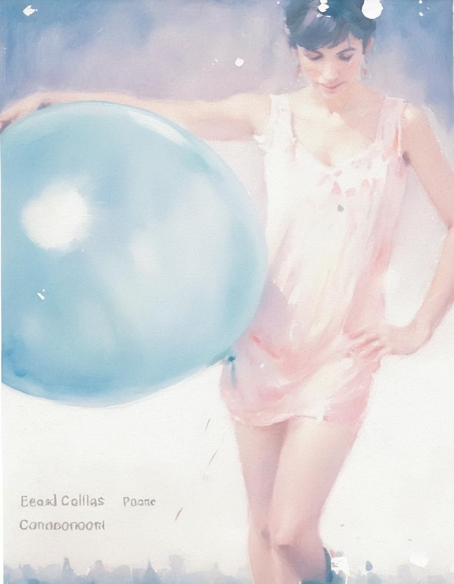 British Woman with Balloon in Impressionistic Park