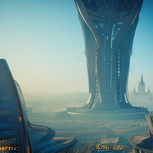 Futuristic Budapest Skyscraper Concept Art