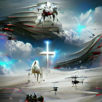 Sci-Fi Jesus Christ Leading Angel Army