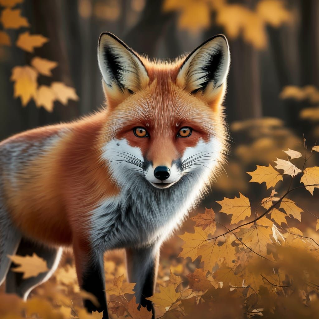 Stealthy Autumn Fox in Warm Forest Light