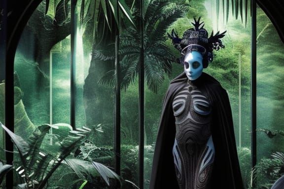 Alien Emperor in Jungle City: Hyperrealistic Sci-Fi