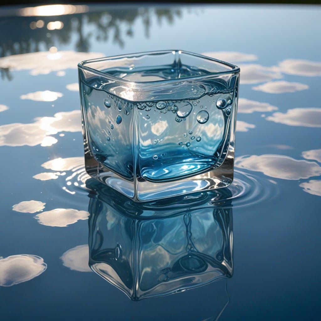 Elegant Glass Containing Shimmering Summer Sky Reflections