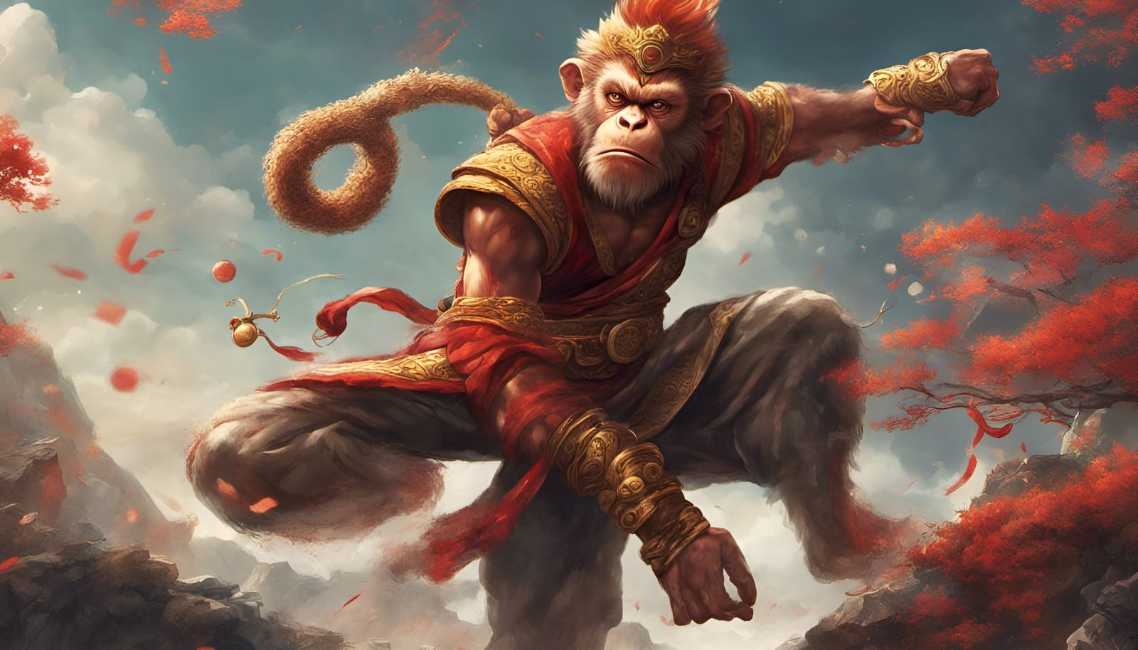 Sun Wukong: Monkey King in Chinese Art Style
