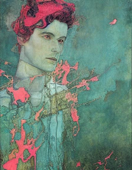 Luminous Dancer Portrait in Art Nouveau Style