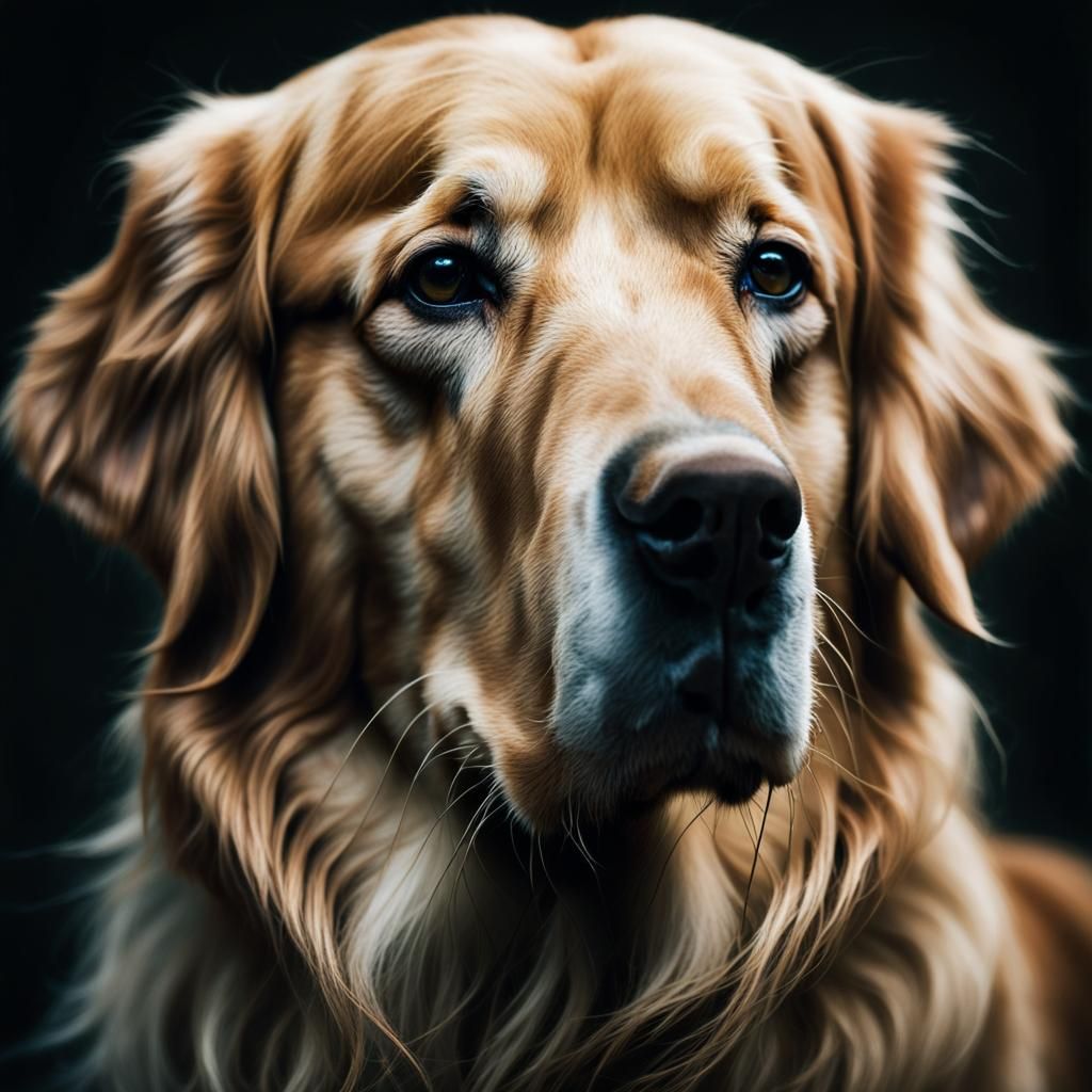 Soulful Golden Retriever Portrait in Realistic Style