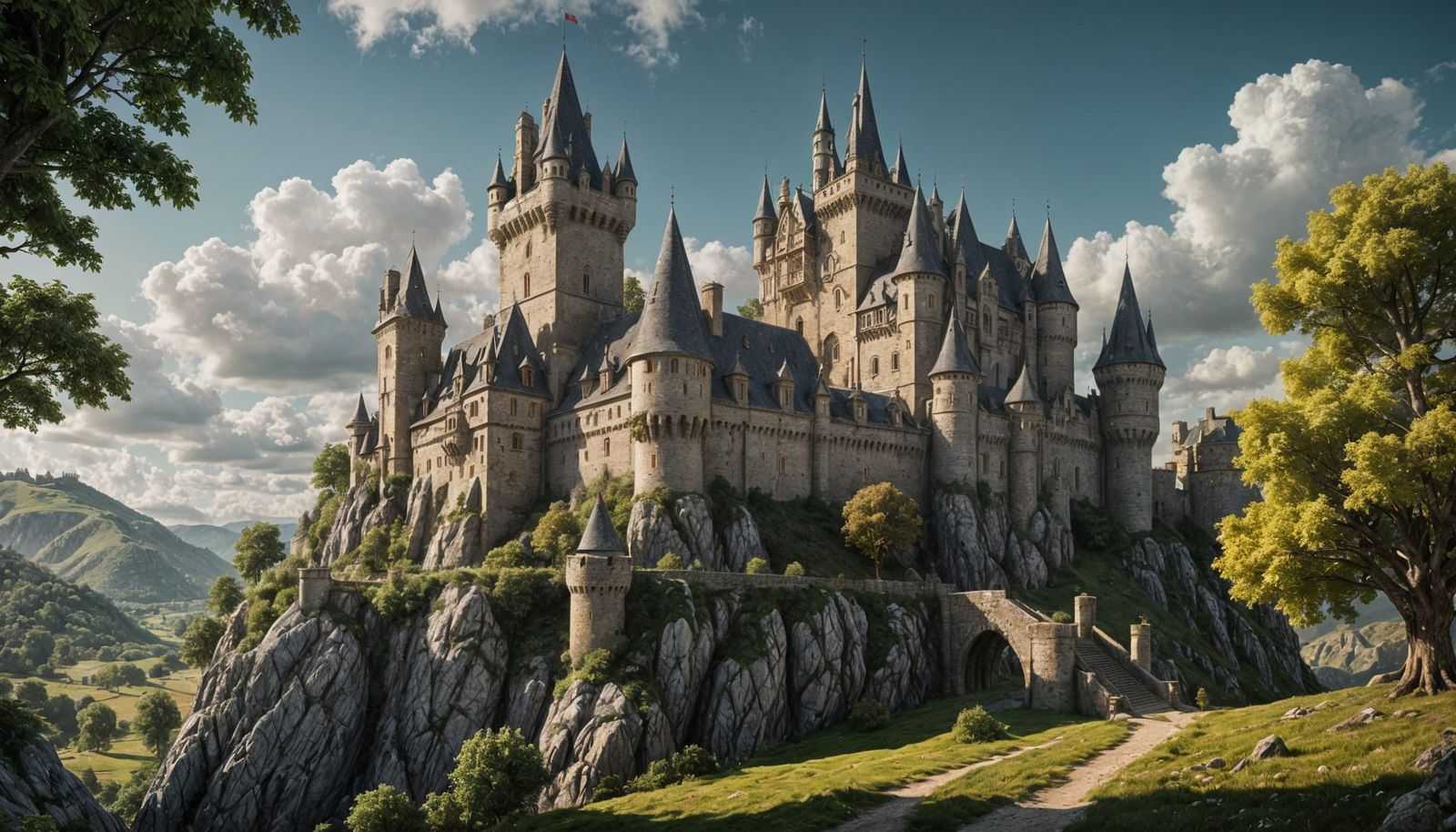 Medieval Castle in French Countryside: Fantasy Concept Art